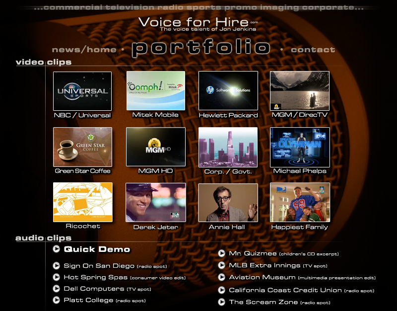 Voice demo portfolio. Click a spot on the image to play a clip.